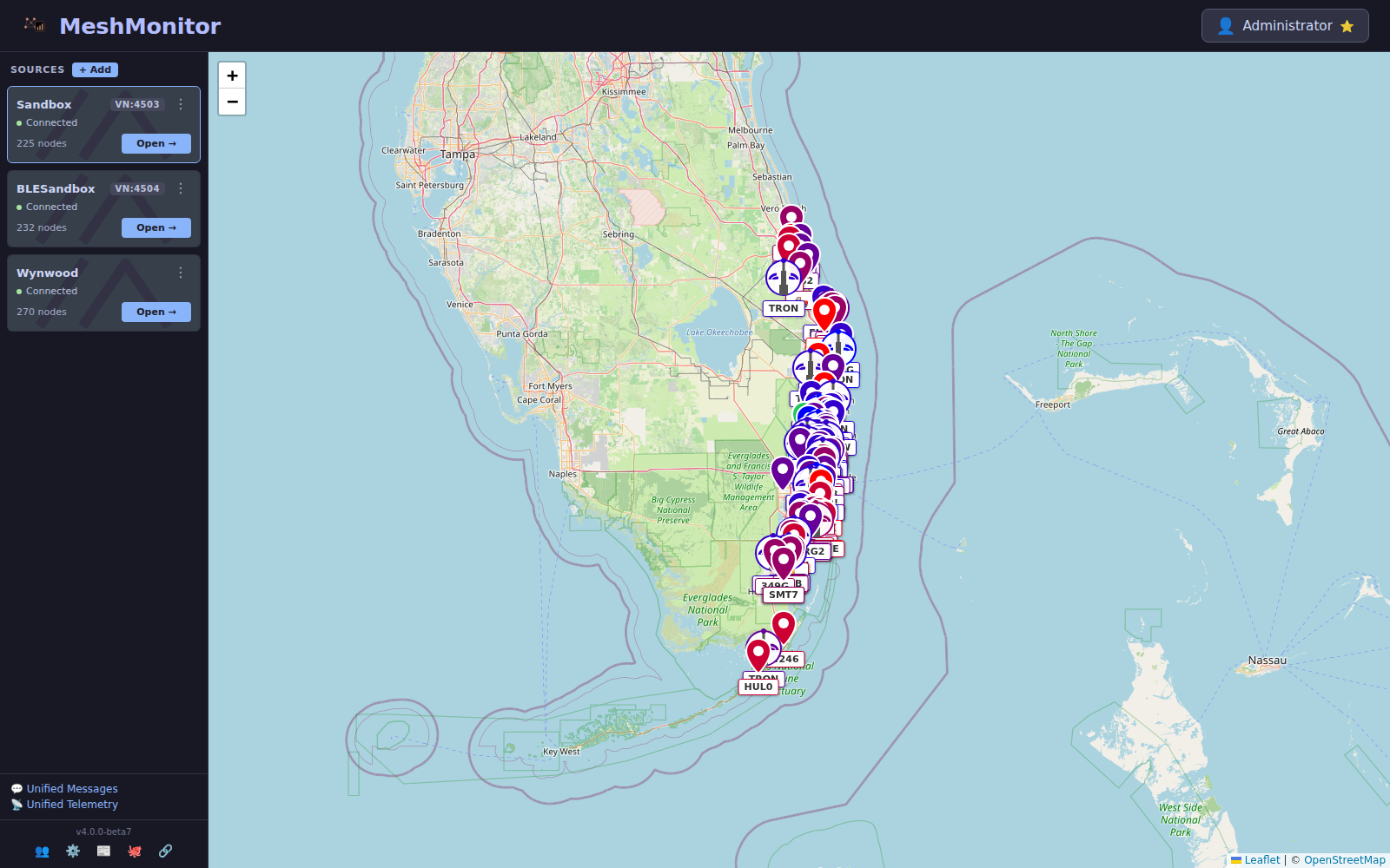 Multi-source network dashboard