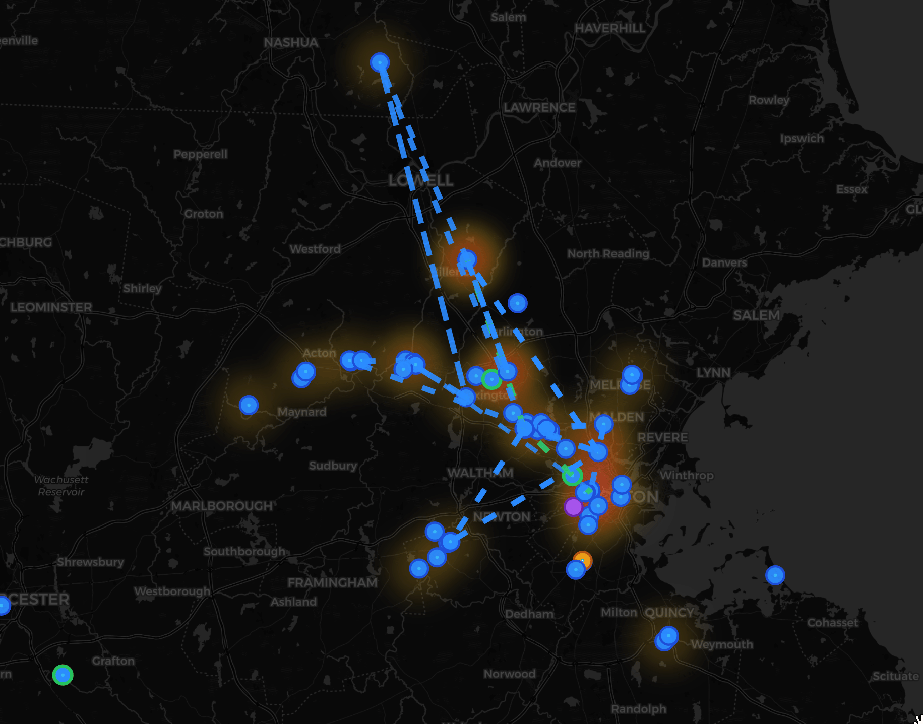Live nodes, routes and mesh activity