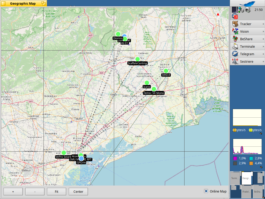 Geographic map and line-of-sight tools