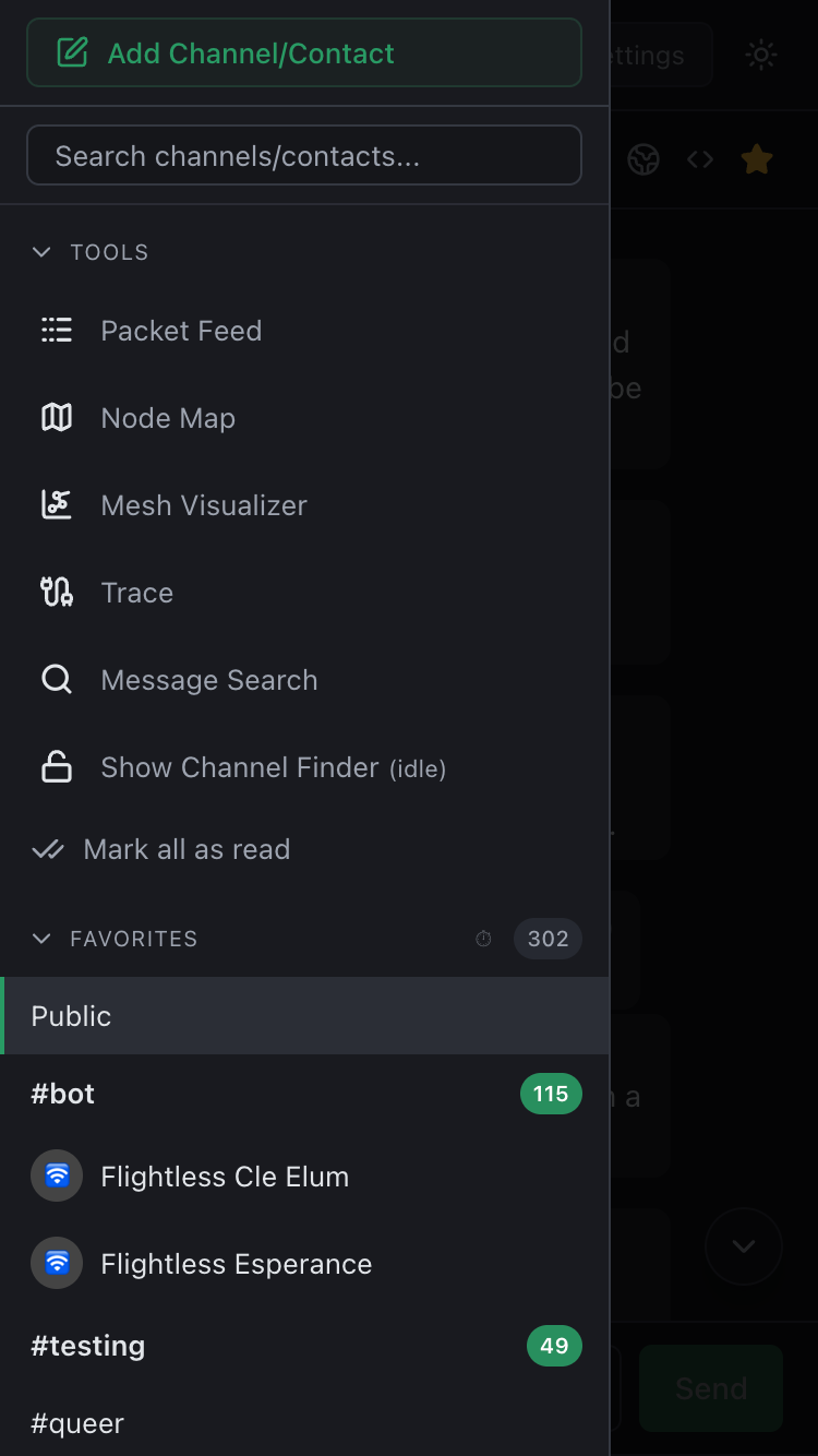 Mobile mesh map and node details