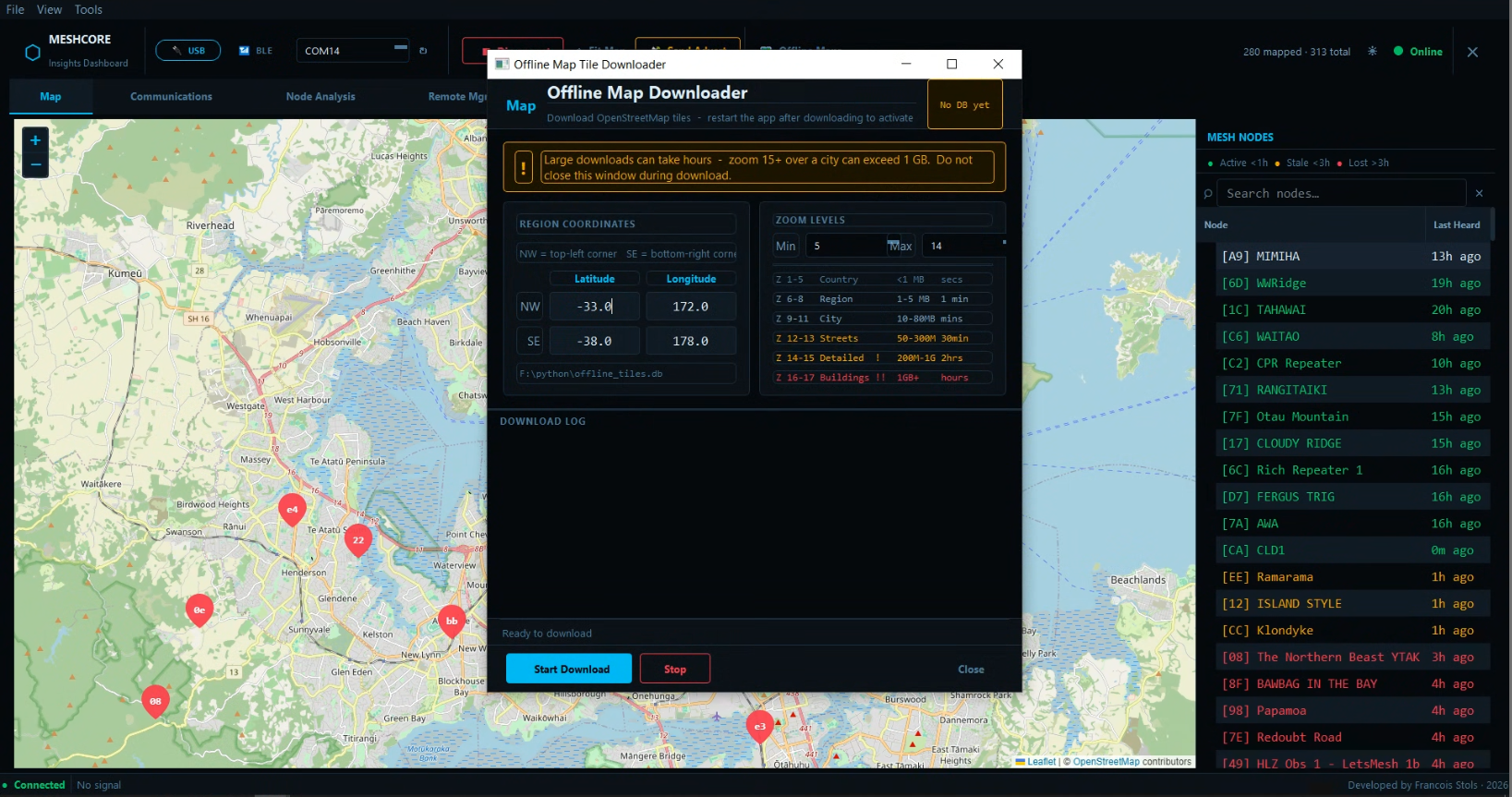 Offline map tile downloader