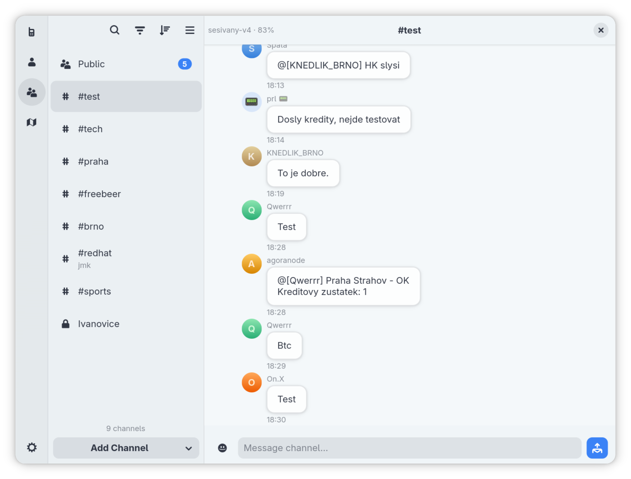 Channel messaging